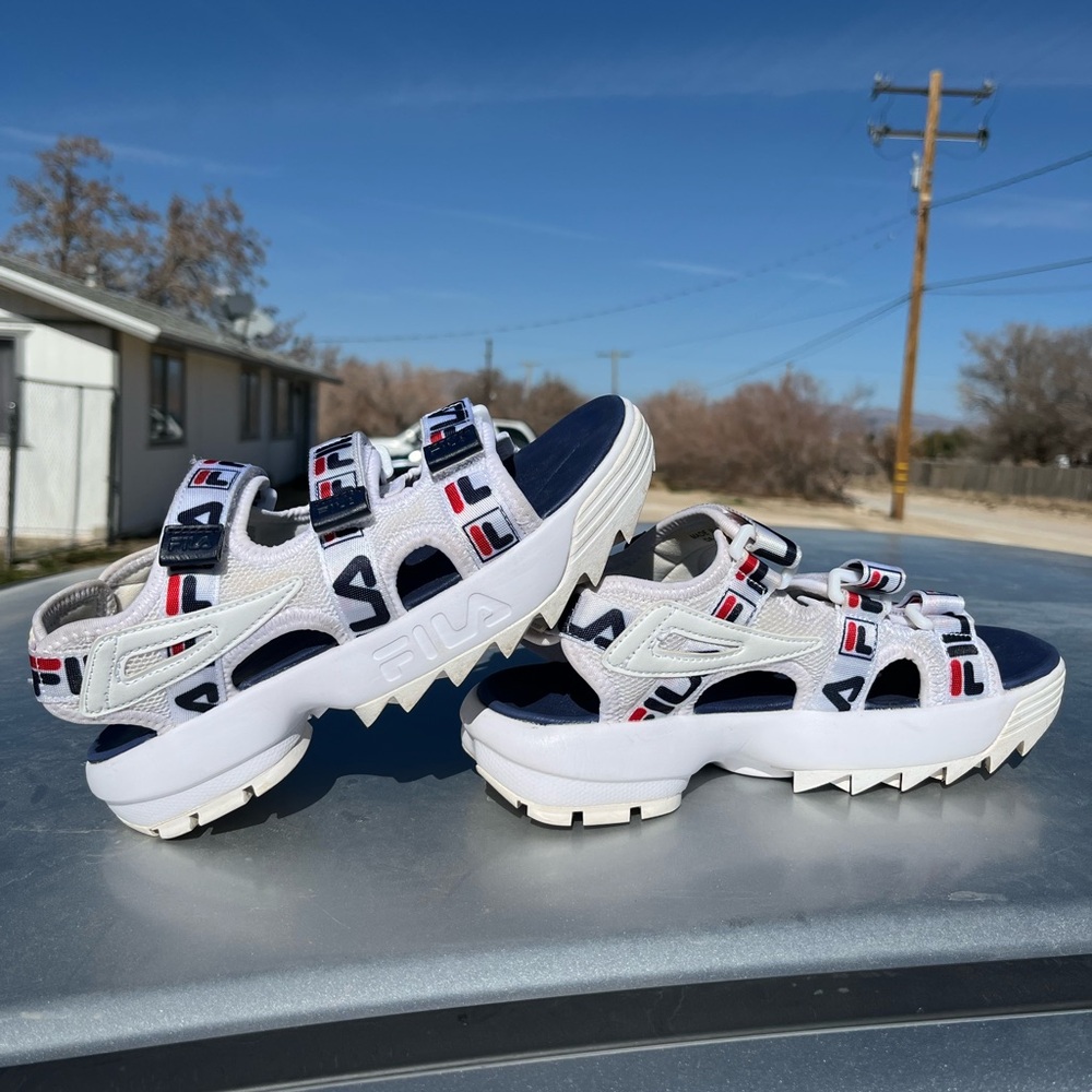 Fila White and Blue Strap Sandals